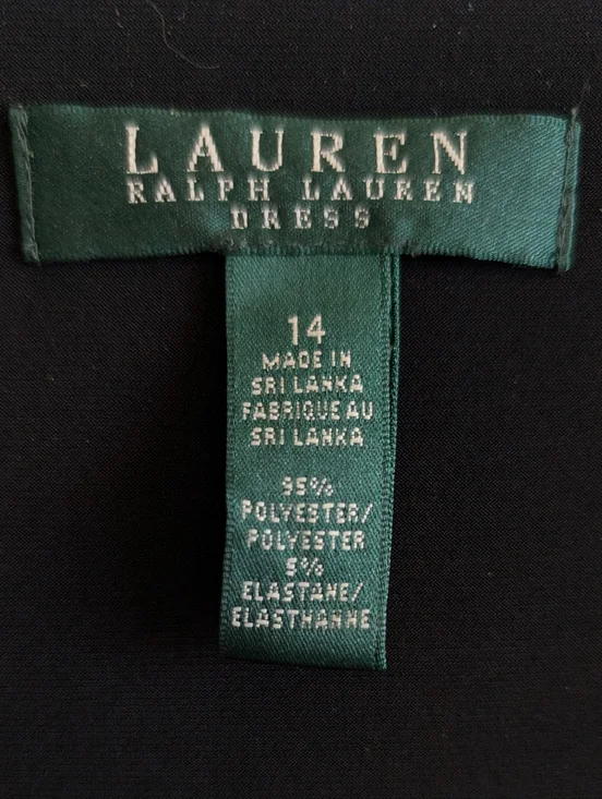 Lauren Ralph Lauren Black Wrap Bodycon Classic Dress Sz 12 - Picture 5 of 6